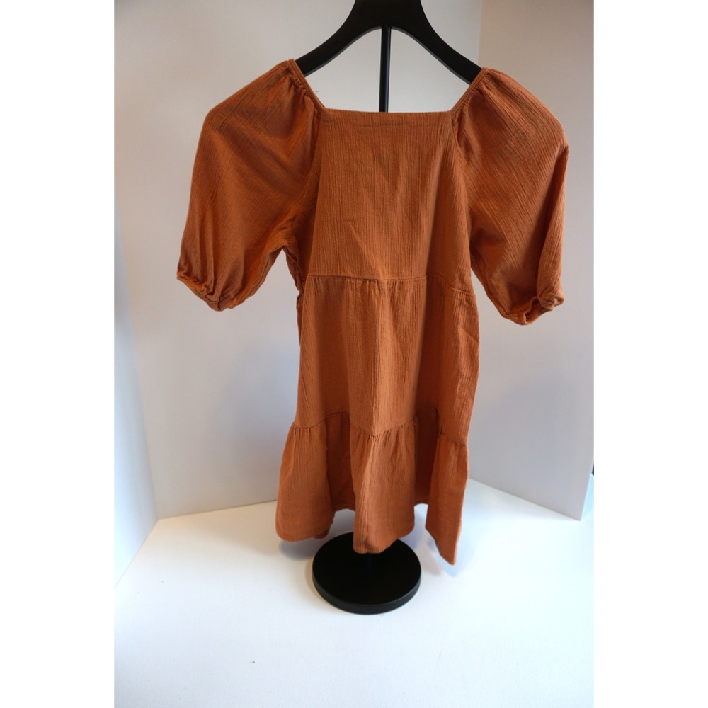 Little Co by Lauren Conrad Girls Rust Orange Organic Cotton Tiered Dress Size 8